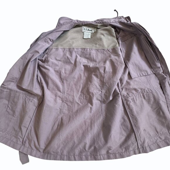 VTG‎ LL Bean Womens Utility Trench Coat Size S Belted Hooded Snap Zip Lavender - Picture 9 of 13